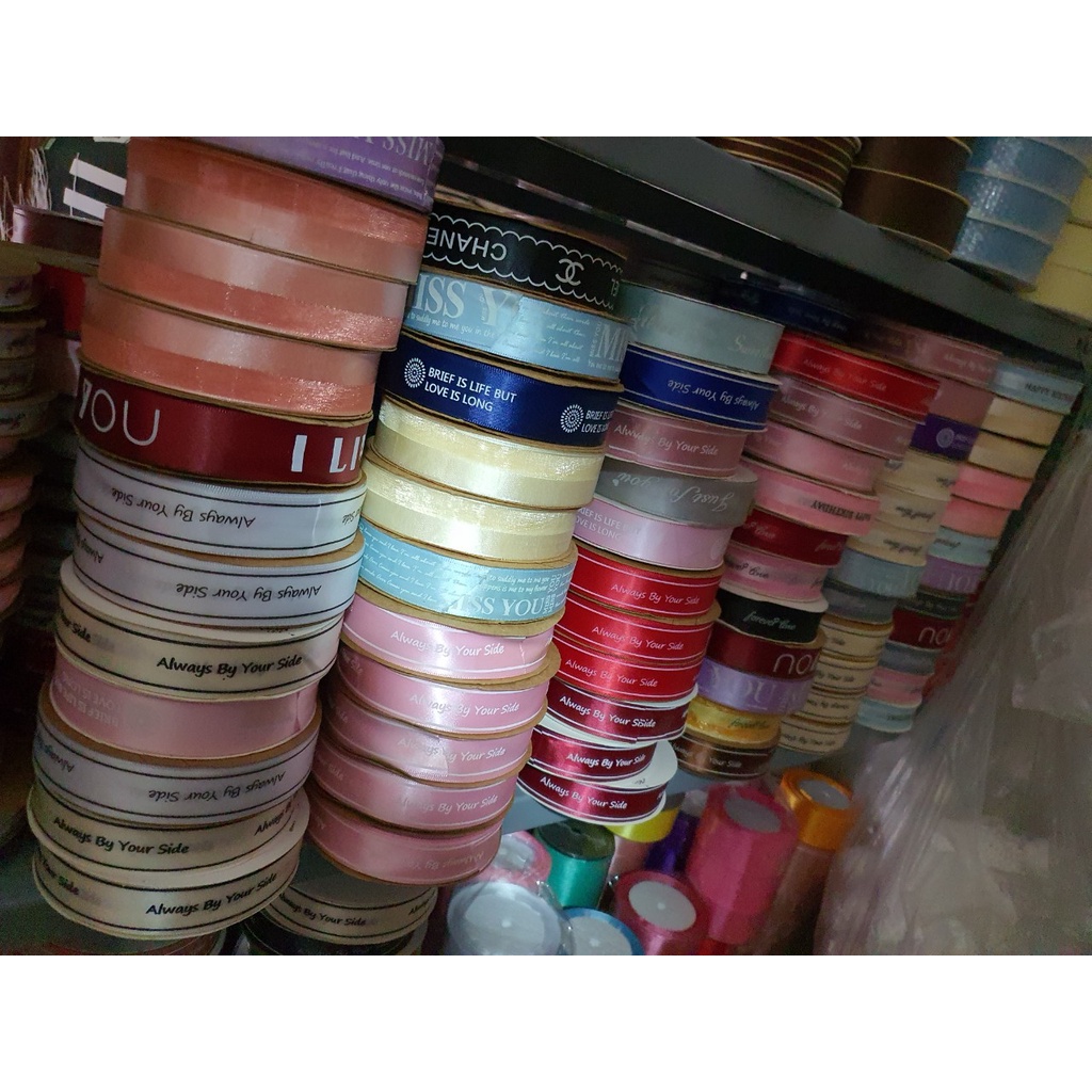 10m RUY BĂNG LỤA 2.5cm - gửi đúng màu, hình in ngẫu nhiên tùy đợt hàng