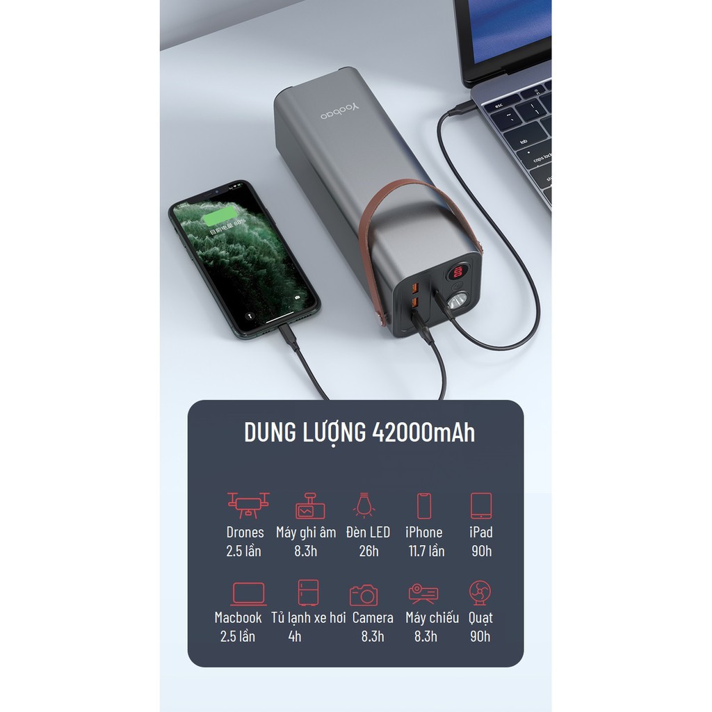 Pin Sạc dự phòng 42000mAh PD3.0 & QC3.0 220V cho điện thoại, máy tính bảng, máy chiếu Yoobao EN1 Yo_6096