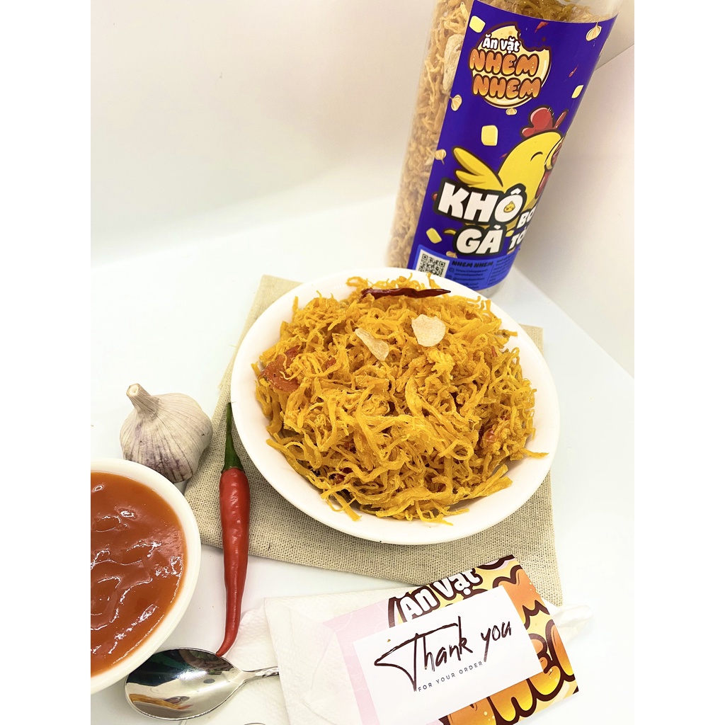 Khô gà bơ tỏi Nhem Nhem 300g Đồ ăn vặt Hà Nội vừa rẻ vừa ngon | BigBuy360 - bigbuy360.vn