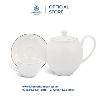 Bộ ấm trà gốm sứ Minh Long viền vàng - bộ ấm trà gốm sứ minh long