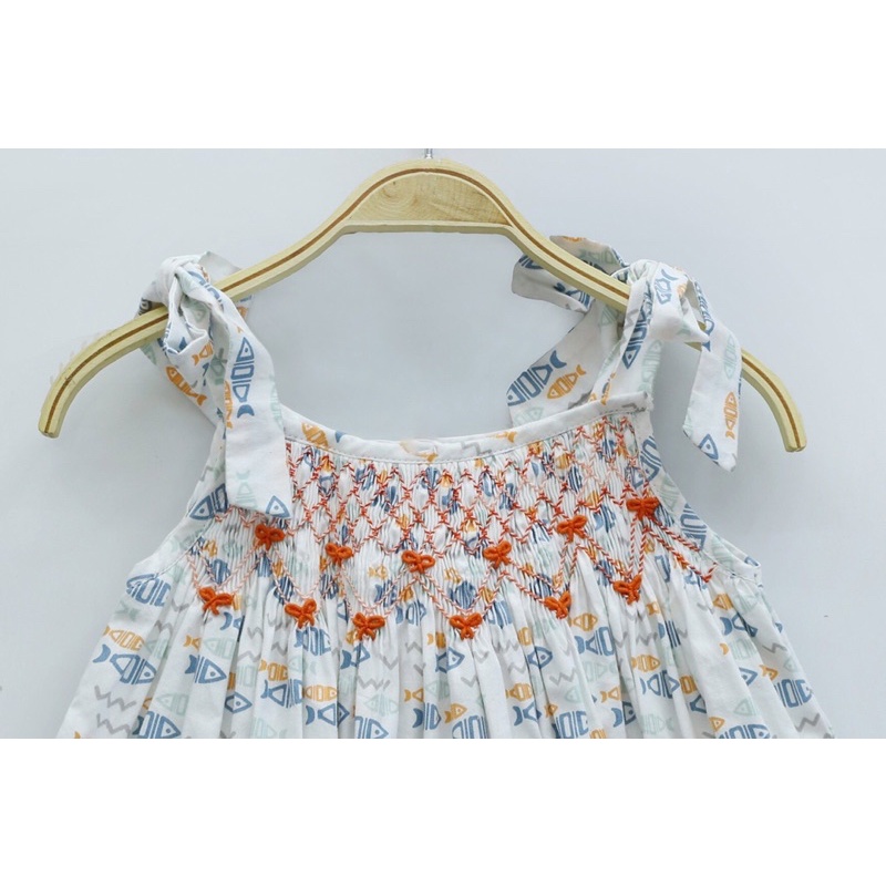 Váy Đầm Mùa Hè Cho Bé Gái, Đầm Smock 2 Dây Đi Biển Phong Cách Bánh Bèo Dễ Thương