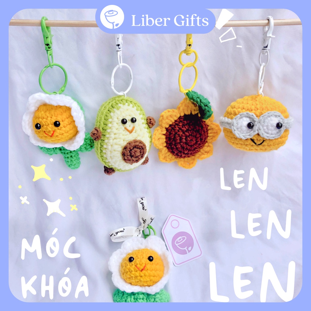 Móc khóa len tặng handmade siêu dễ thương, Quà tặng bạn thân, Quà tặng người yêu, Móc khóa tình nhân, quà tặng sinh nhật
