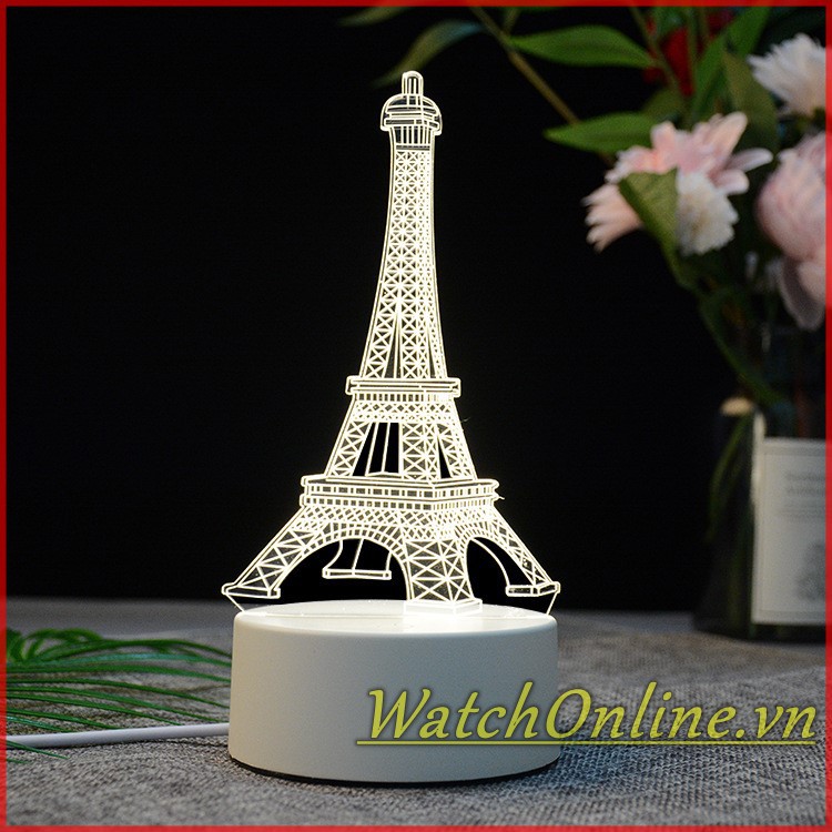 [3 màu ánh sáng] Đèn ngủ 3D - Tháp Eiffel