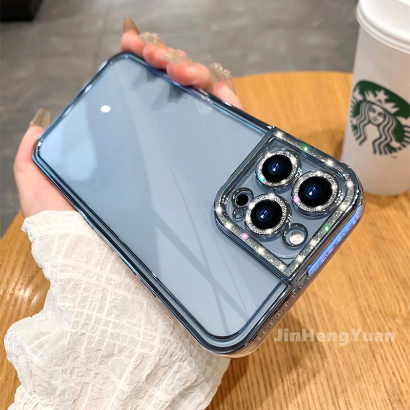 Ốp Điện Thoại Silicon Mềm Trong Suốt Mạ Điện Lấp Lánh Cho IPhone 13 12 11 Pro Max XS XR 8 7 Plus