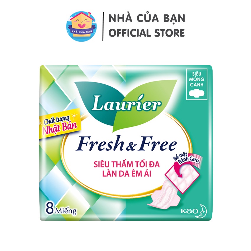 [HÀNG TẶNG KHÔNG BÁN] Băng vệ sinh Laurier Fresh and Free siêu thấm siêu mỏng cánh 8 miếng dành cho ban ngày - Thái Lan