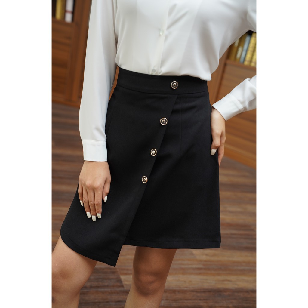 Chân váy chữ A đắp tà chéo phối khuy cv1002 - Evanus | BigBuy360 - bigbuy360.vn