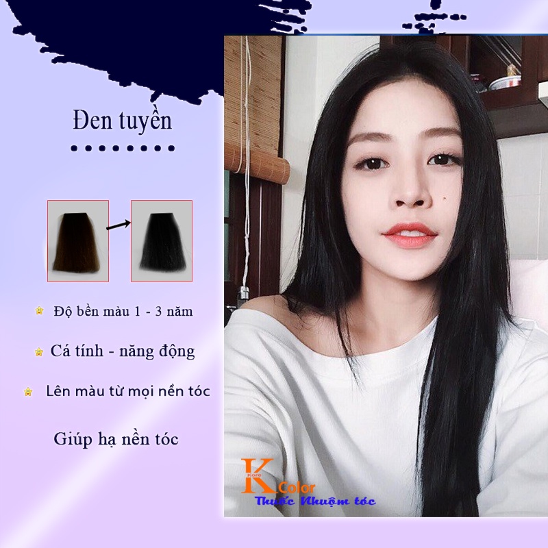 Thuốc nhuộm tóc Đen Tuyền không tẩy sử dụng tại nhà nhiều thảo dược giá rẻ Kcolor