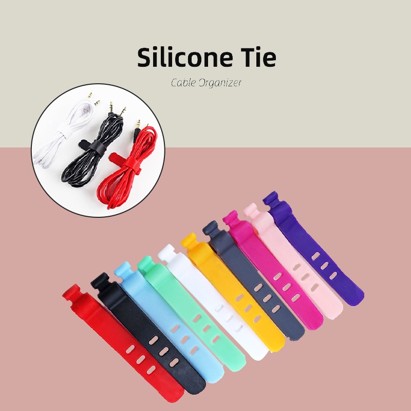 Dây quấn cáp/ tai nghe điện thoại bằng silicon màu trơn đa công dụng tiện lợi