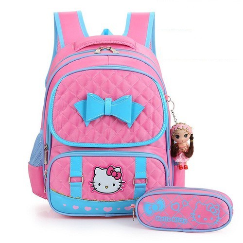 Balo đi học cao cấp mèo Hello Kitty 3558 kèm ví + búp bê