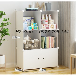TỦ NHỰA GHÉP LƯU TRỮ HỒ SƠ, TRANG TRÍ NHÀ CỬA 6 Ô MÀU TRẮNG ĐỤC SIZE 37CM