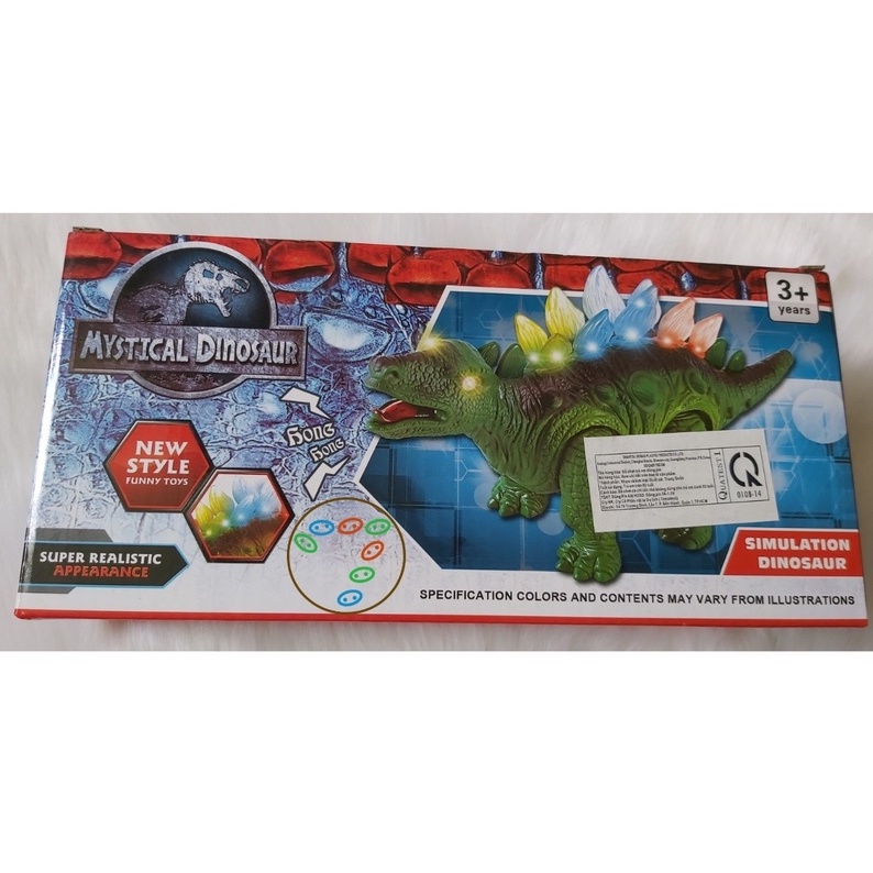 Đồ chơi khủng long pin di chuyển + lưng đèn (tặng kèm pin)