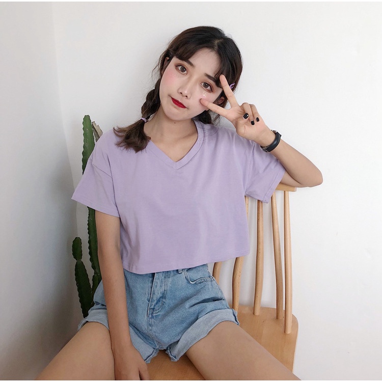 Áo croptop, áo croptop nữ cổ tim đẹp thời trang chất vải thoáng mát thoải mái  ACN003