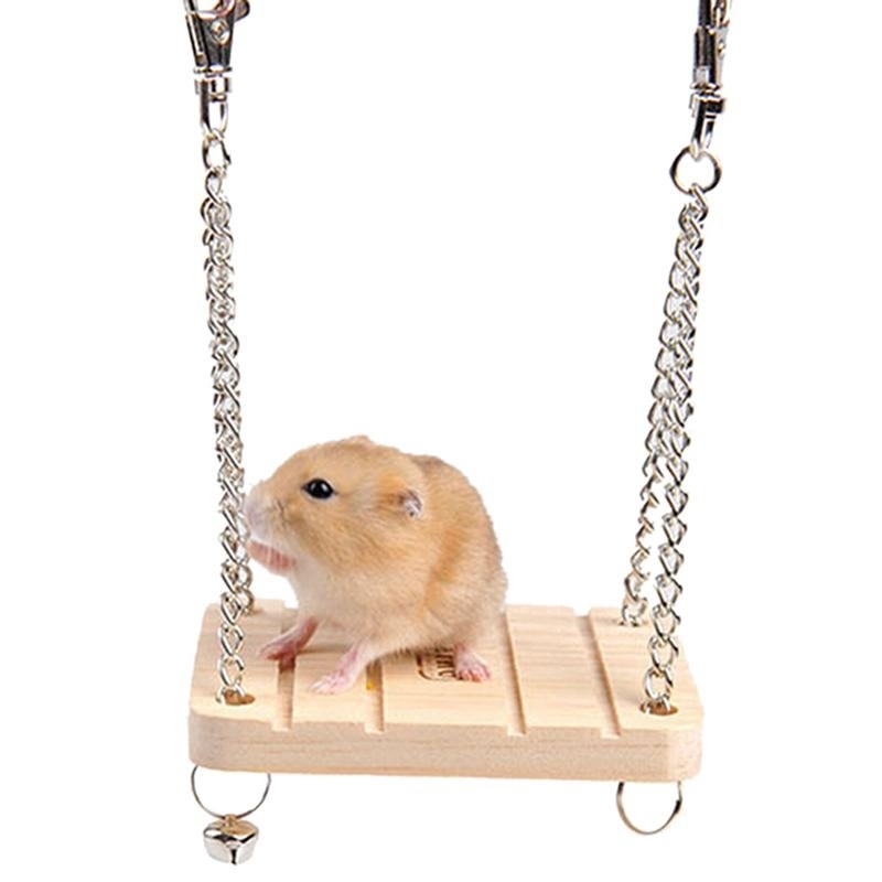 Xích đu gỗ đính chuông dành cho chuột cưng hamster