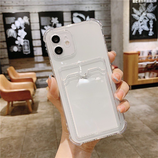 Ốp lưng Iphone 14 promax , 13pro , 13, 12promax, 12pro, 12, 11promax, 11pro, 11, Xr, Xsmax, Xs, X  đẹp có ngăn VÍ TRONG SUỐT chống sốc dày dặn, cạnh vuông bảo vệ cam atm đựng thẻ ảnh