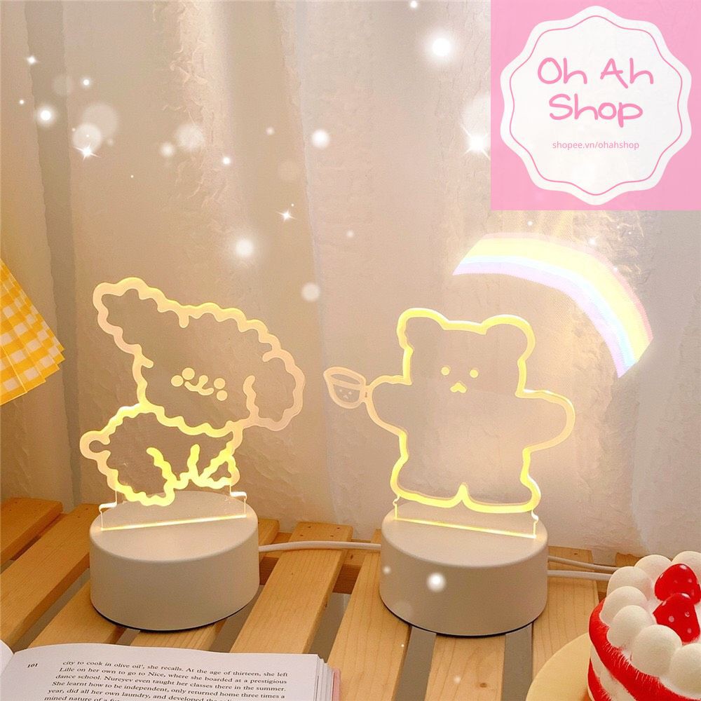 Đèn ngủ để bàn hình gấu cute phong cách dễ thương và xinh xắn - trang trí phòng ngủ