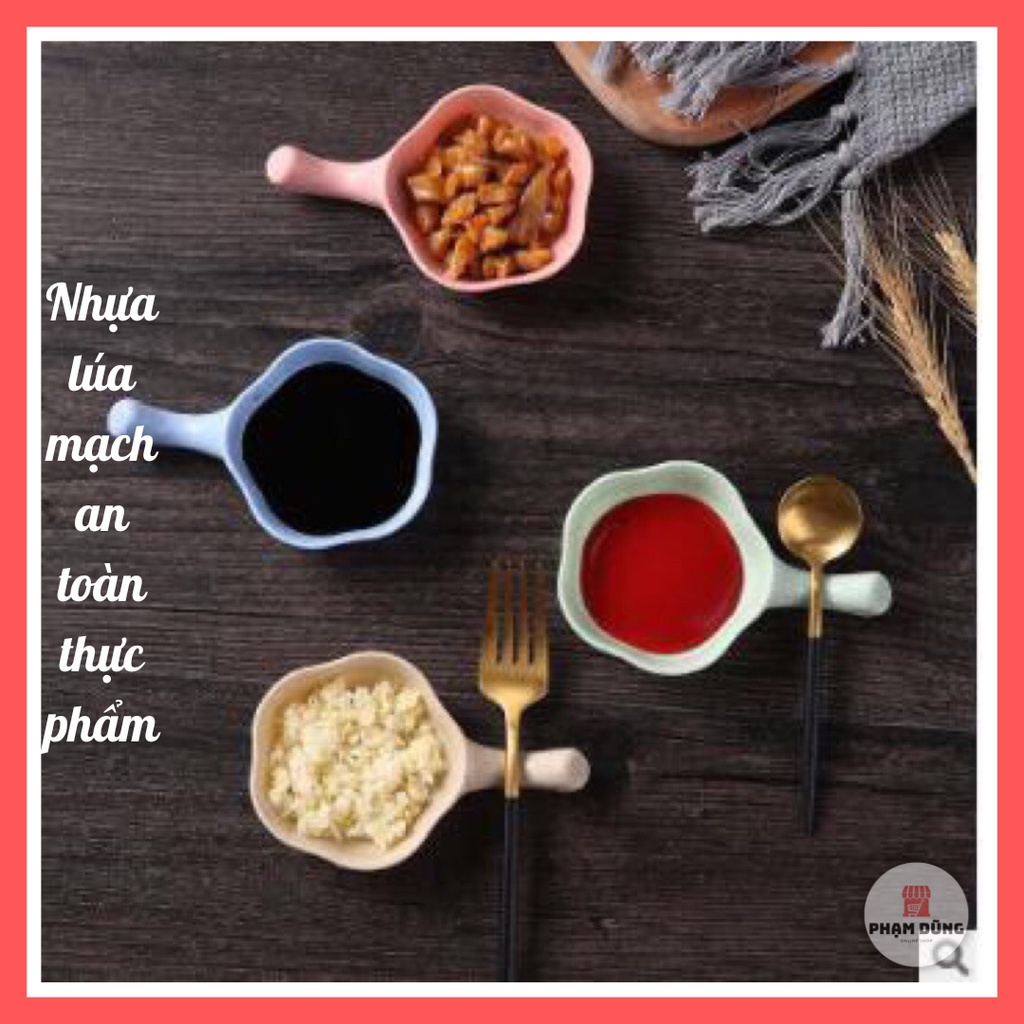 Chén gia vị nhựa lúa mạch , chén nước chấm có tay cầm gác đũa