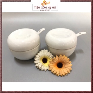 Hũ đựng gia vị men trắng gốm sứ Bát Tràng