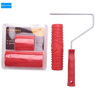 Bộ dụng cụ con lăn sơn tường họa tiết vân gỗ 7 inch + 2 dụng cụ sơn tường giả vân gỗ