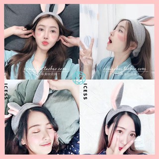 Băng đô rửa mặt, trang điểm hình tai thỏ dễ thương