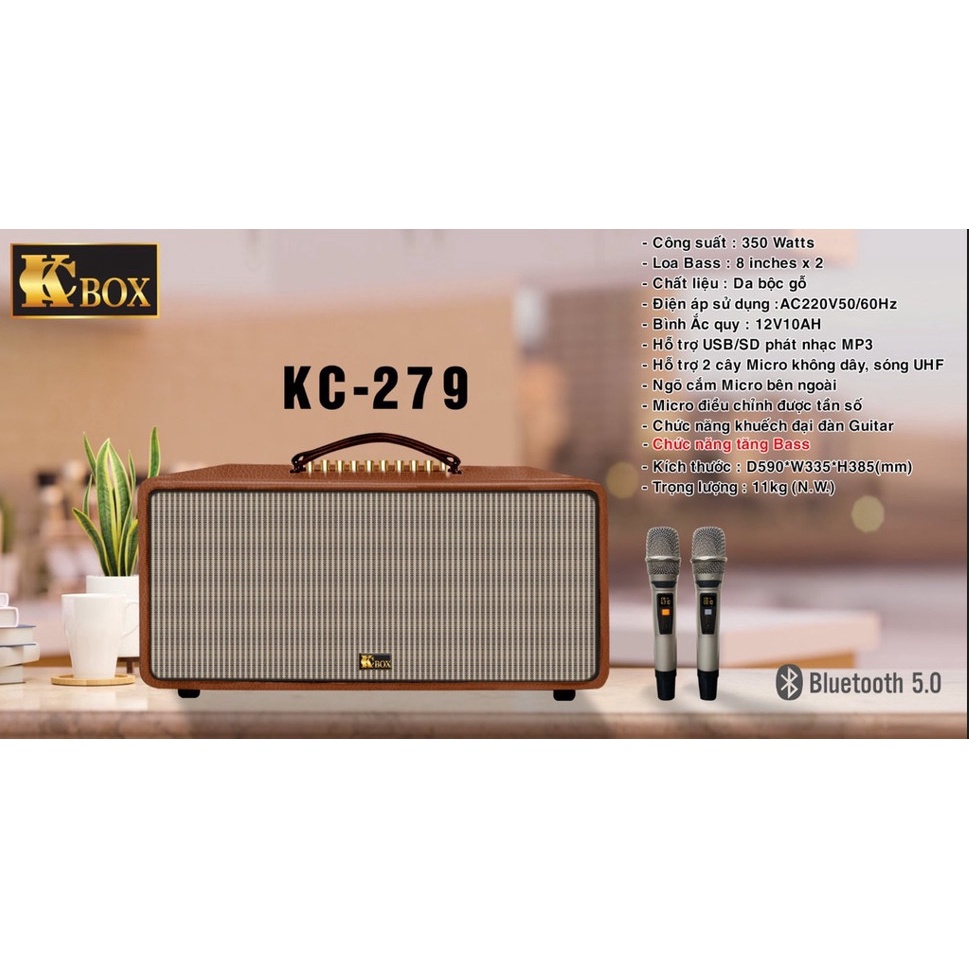 Loa Kéo Xách Tay Di Động KCBox KC 279 Chính hãng, Bảo Hành 12 Tháng, Đủ 2 Màu Nâu, Đen