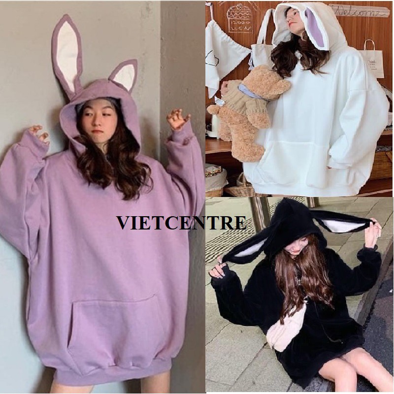 Áo Hoodie From Rộng TAI THỎ KUTE Nỉ Cotton Cực Xinh Yêu Hot Trend - VIETCENTRE