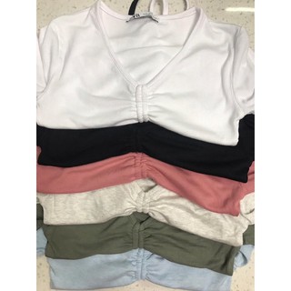 Áo thun croptop dây rút