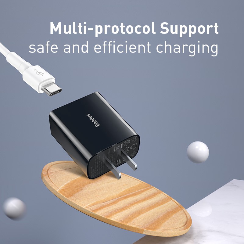 Củ Sạc Nhanh 18W USB-ACAO CẤPCủ Sạc Baseus Speed Mini QC Single U- Cốc Sạc Nhanh Hỗ Trợ Quick Charge 3.0 Chính Hãng