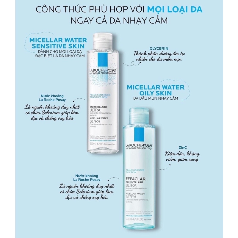 Nước Tẩy Trang La Roche-Posay  Dành Cho Da Nhạy Cảm Micellar Water Ultra Sensitive Skin 400ml