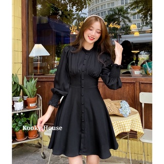 KOOKY HOUSE - ĐẦM LYNNA ĐEN - Đầm thiết kế dáng xoè tiểu thư sang trọng