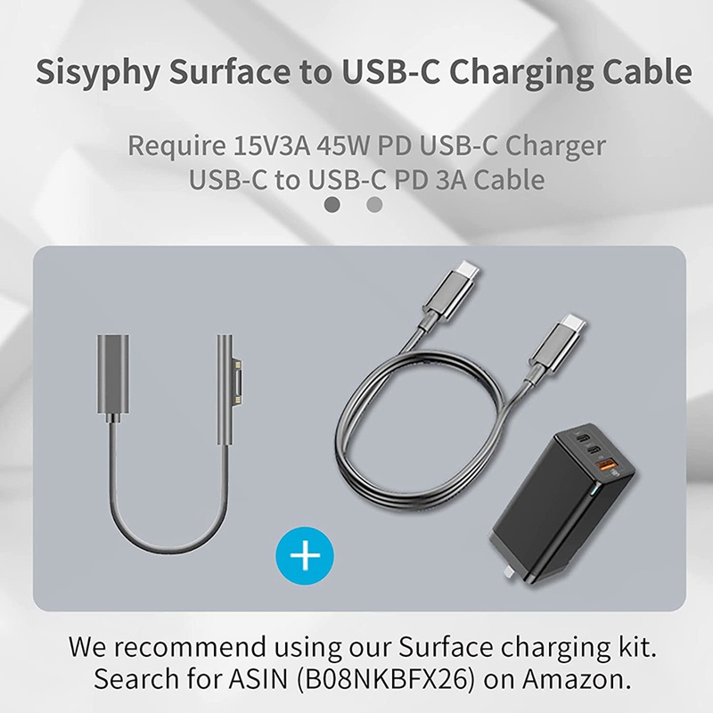 Bề Mặt Cáp Sạc Kết Nối usb Type-c Cho surface pro7 go2 pro6 5 / 4 / 3 laptop1 / 2 / 3