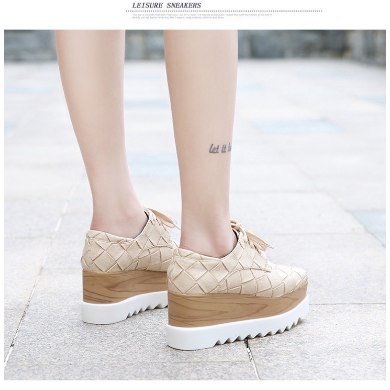 Giày da đan đế bánh mì stella