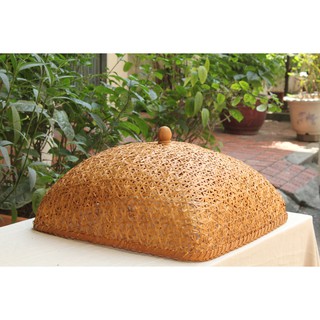 Lồng bàn tre vuông - đan hình hoa - hun khói