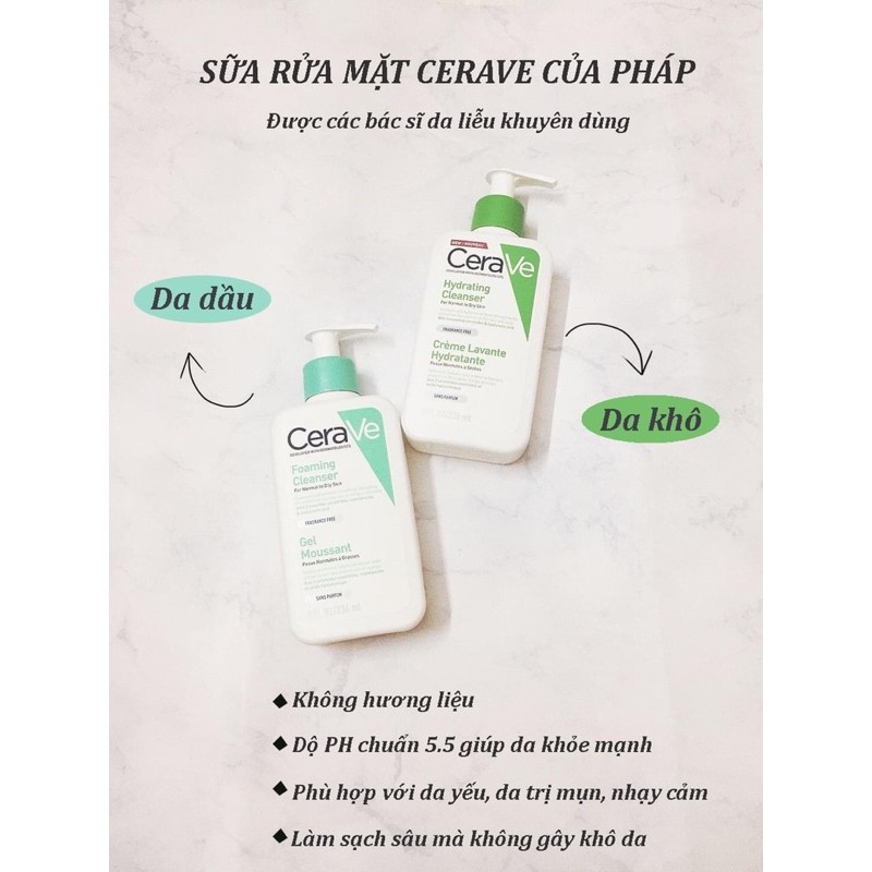 Sữa rửa mặt Cerave dành cho dầu và da khô