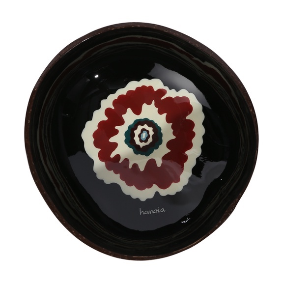 Bát dừa sơn mài họa tiết hoa Hanoia