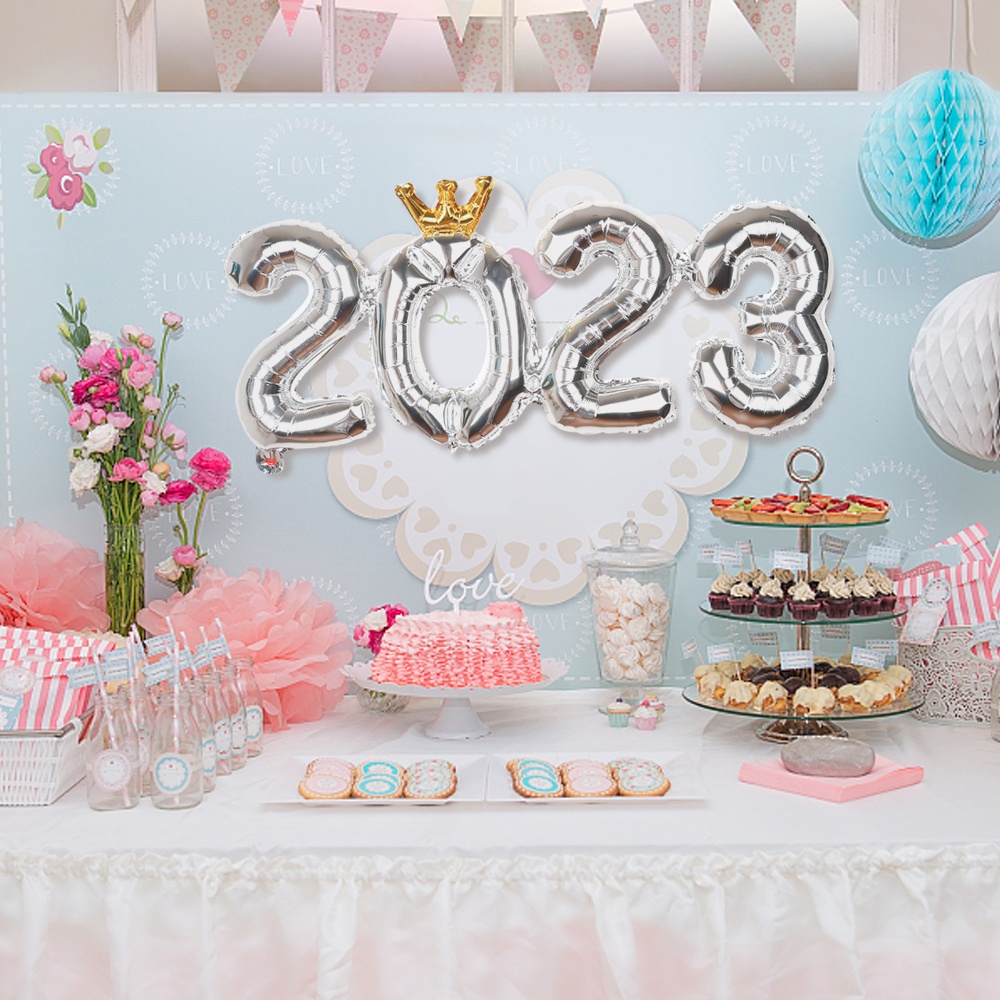 Bong Bóng Màng Nhôm Hình Vương Miện Và Số 2023 Nhiều Màu Sắc Dùng Trang Trí Tiệc Cưới / Mừng Năm Mới