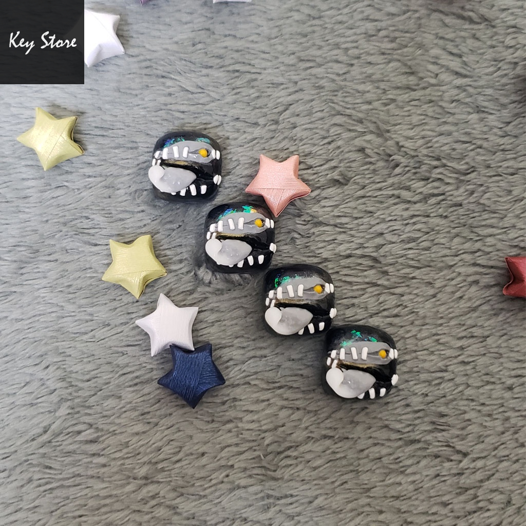 Nút bàn phím cơ artisan keycap voodoo màu đen xám có xuyên led