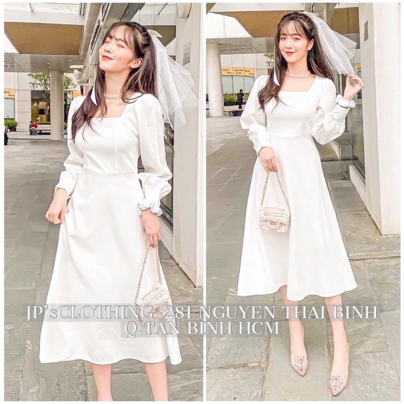 Váy đầm maxi trắng Vintage chụp kỉ yếu dự tiệc chất cotton Nhật xịn V0081 style công chúa ALBERT DRESS