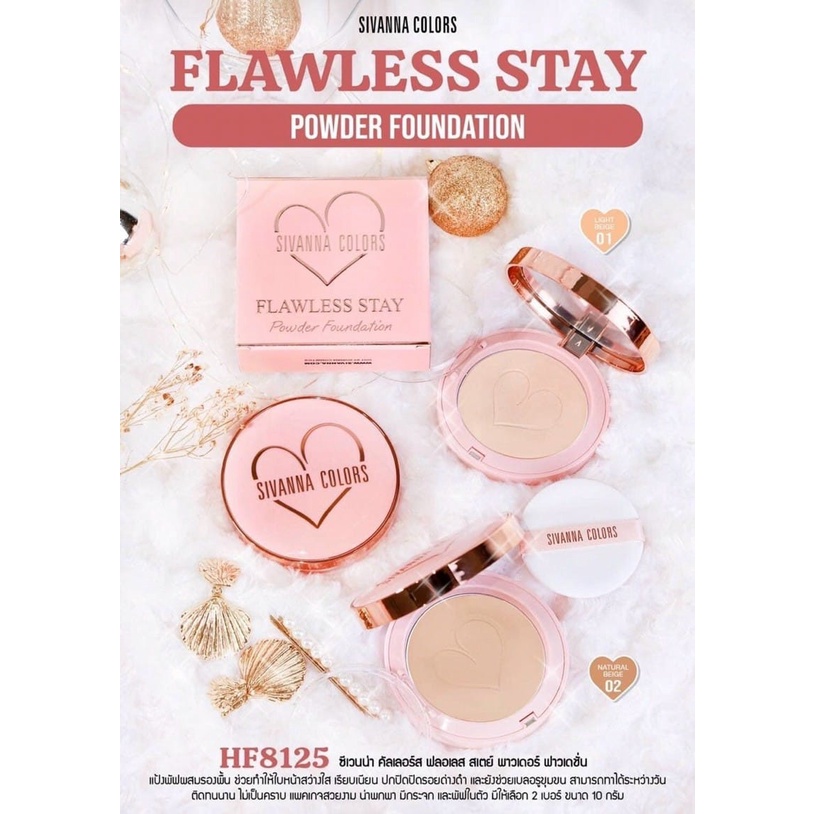 Phấn Phủ Sivanna Flawless Stay Powder Foundation HF8125 Tone 02