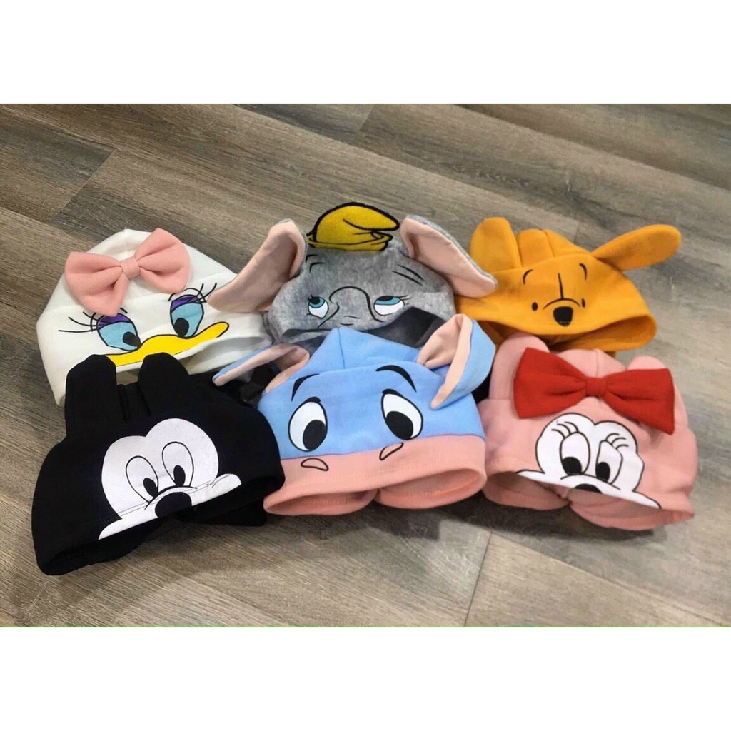 Áo khoác nỉ mũ hoodie hình thú voi-gấu-vịt-lừa-mickey cho  bé trai bé gái từ 6-18kg