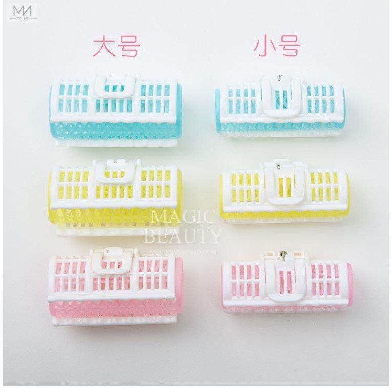 Set 3 lô cuốn tóc nhựa kẹp gài màu pastel xinh xắn (2 size lớn nhỏ tuỳ chọn)