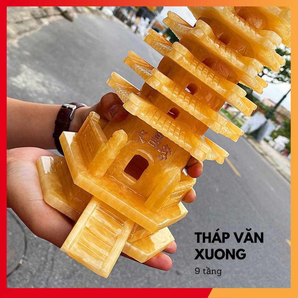 Mẫu hottrend Tháp văn xương hoàng long màu vàng nổi bật, vật trưng bày phong thủy, biểu tượng trí tuệ, sáng suốt, tinh t