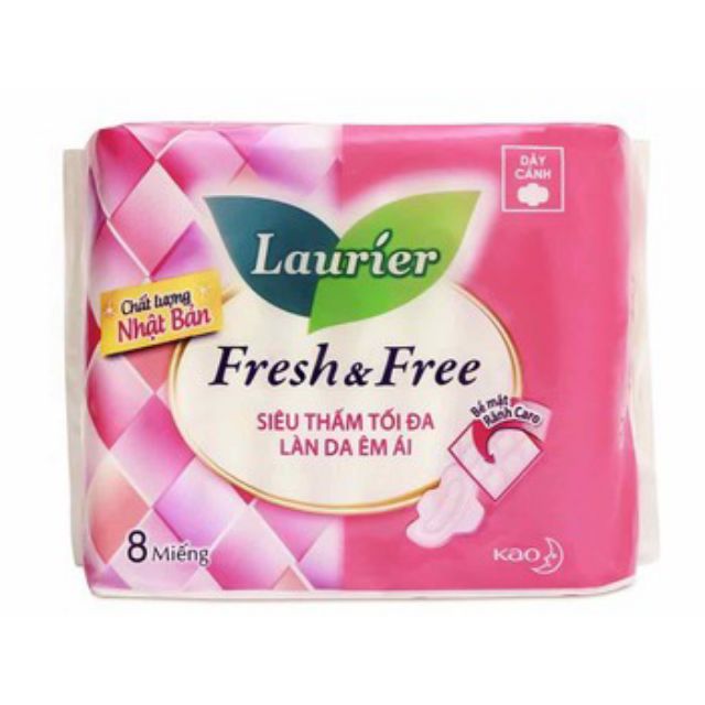 Băng vệ sinh Laurier Fresh and Free dày 8 miếng