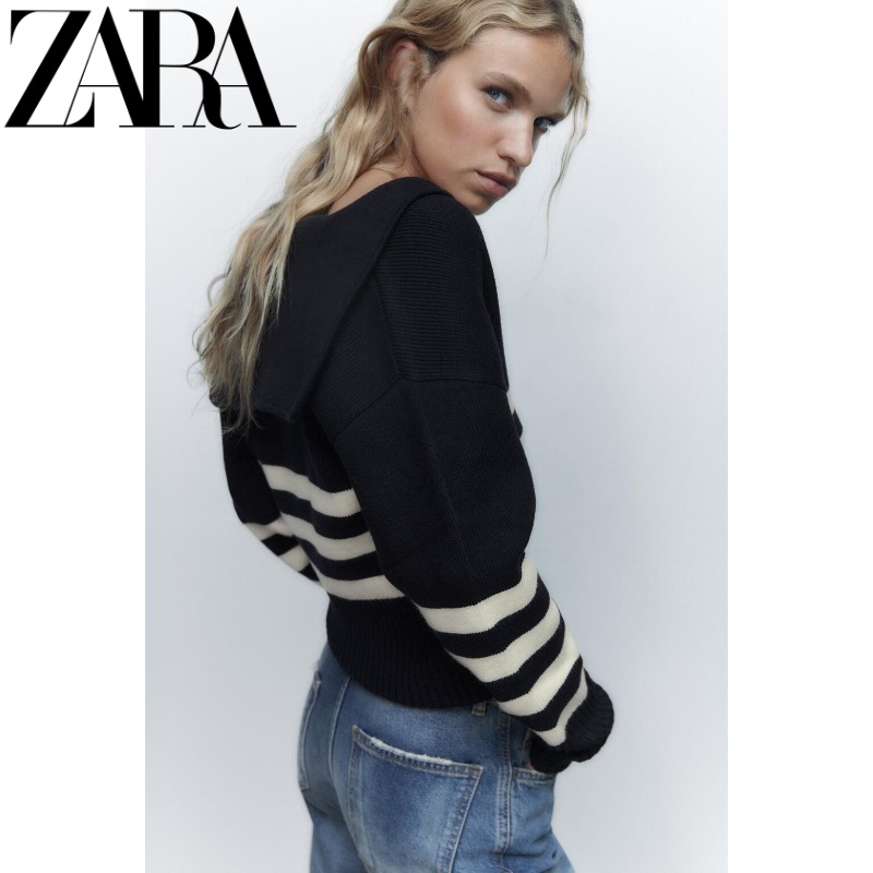 Zara Áo sweater Tay Dài Kẻ Sọc Thời Trang Mùa Thu Cá Tính 5536131