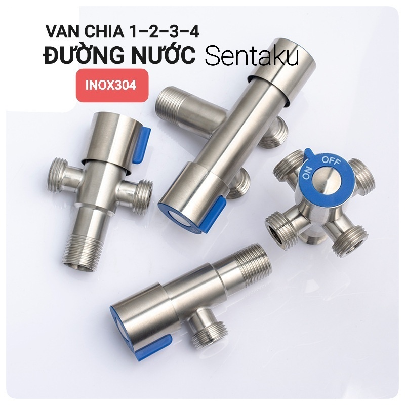 Van khoá chia nước đa năng đơn lạnh thép không gỉ 304 1, 2, 4 đầu ra cho bồn cầu vòi xịt vệ sinh phòng tắm - Sentaku