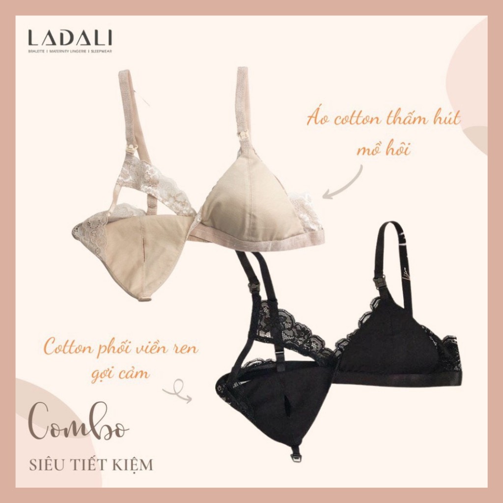 Combo 2 Áo Lót Bầu Sau Sinh Cotton Phối Ren Thấm Hút Mồ Hôi Tốt Hàng Chính Hãng Ladali