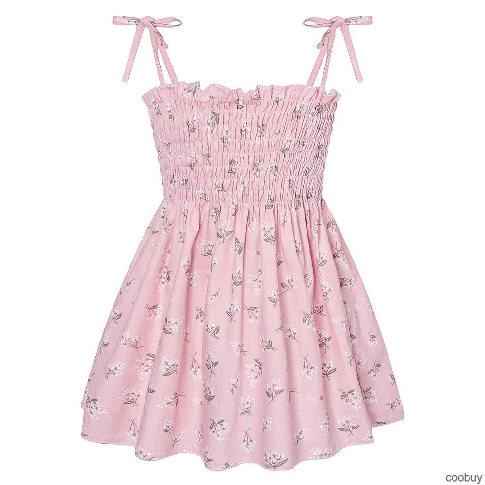 Đầm dành cho bé gái thiết kế hai dây họa tiết hoa xinh xắn
