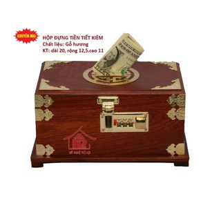 Hộp đựng tiền tiết kiệm khóa số mặt thọ đồng