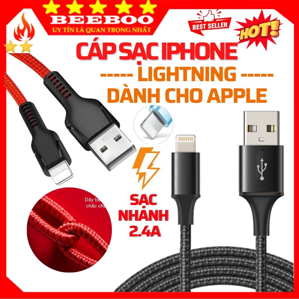 Dây sạc cao cấp dù 1m và 3m dành cho IP7/8/7plus/8plus/x/xsmax/11/12/13/promax dòng điện 2.4A hỗ trợ sạc nhanh