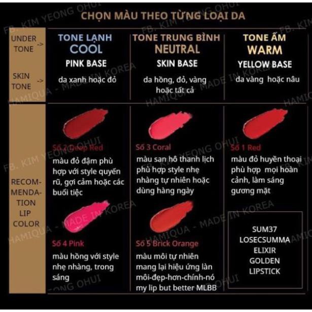 Bảng son lì Su:m37 Losec Summa Elixir Golden Lipstick 5 màu