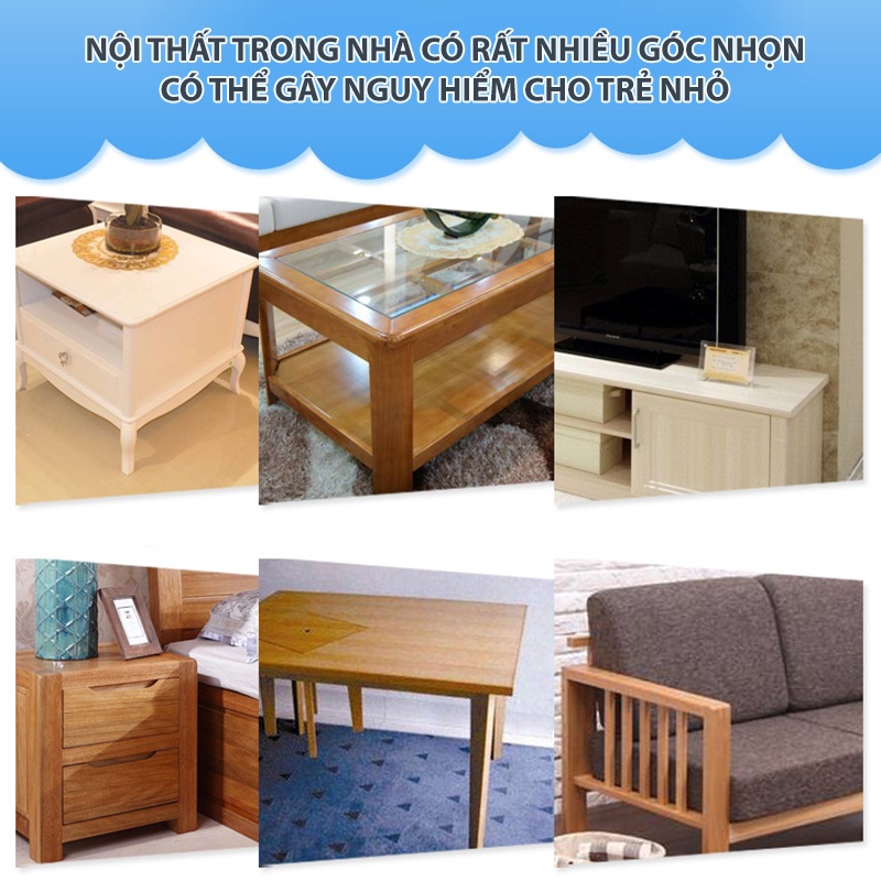 Set 4 miếng Bịt Góc Bàn Mút Xốp hình chữ L Cao Cấp, chống va đập, bảo vệ an toàn cho trẻ